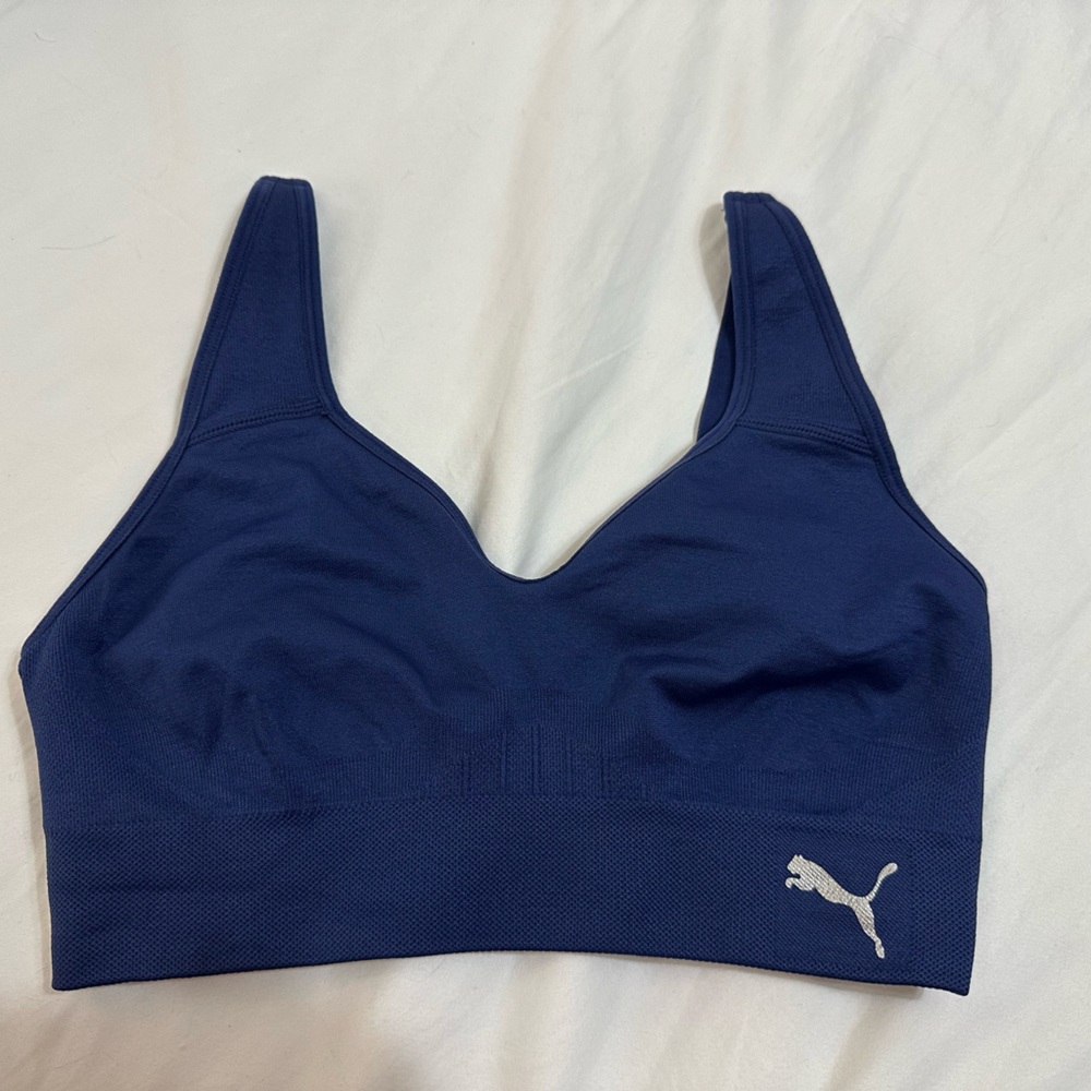 Puma Deep Royal Blue Seamless Convertible Sports Bra Small Athletic Activewear - Picture 2 of 6
